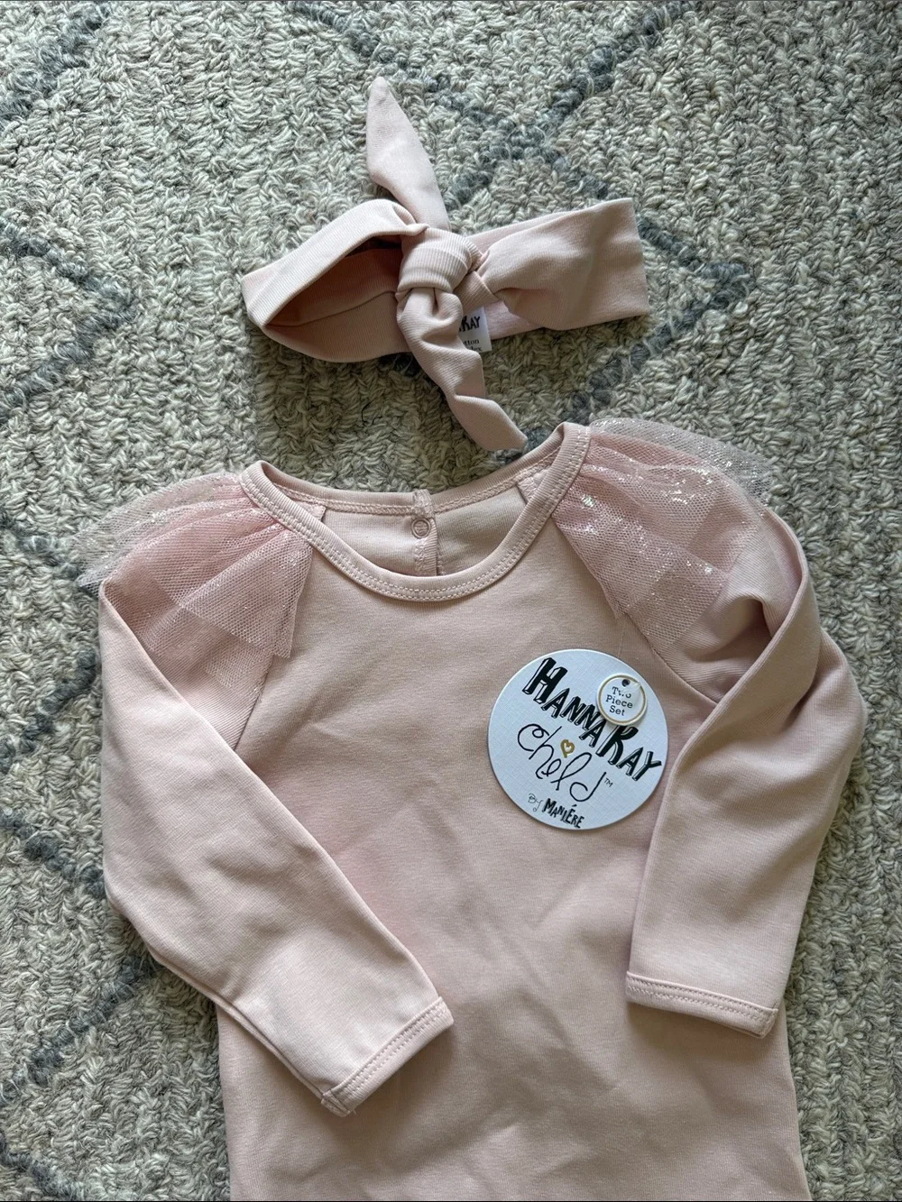Hannah Kay Blush Pink Footed One-Piece with Headband